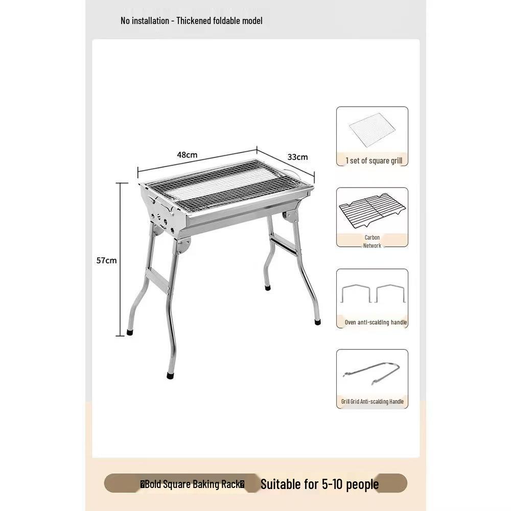 Портативная складная решетка-гриль для барбекю на древесном угле для улицы