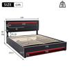 Upholstered Bed 140 X 190cm, with USB Port (Supports Wireless And Wired Charging), with LED Lighting And Storage Space, Without Mattress, Faux Leather