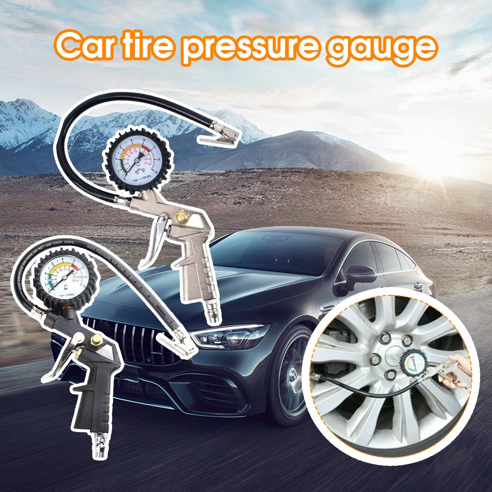 220Psi/16Bar Car Tire Pressure Multi-Function Tire Pressure Monitoring Tool Air Pressure Gauge Suitable For Air Compressor Tire Chucks 1