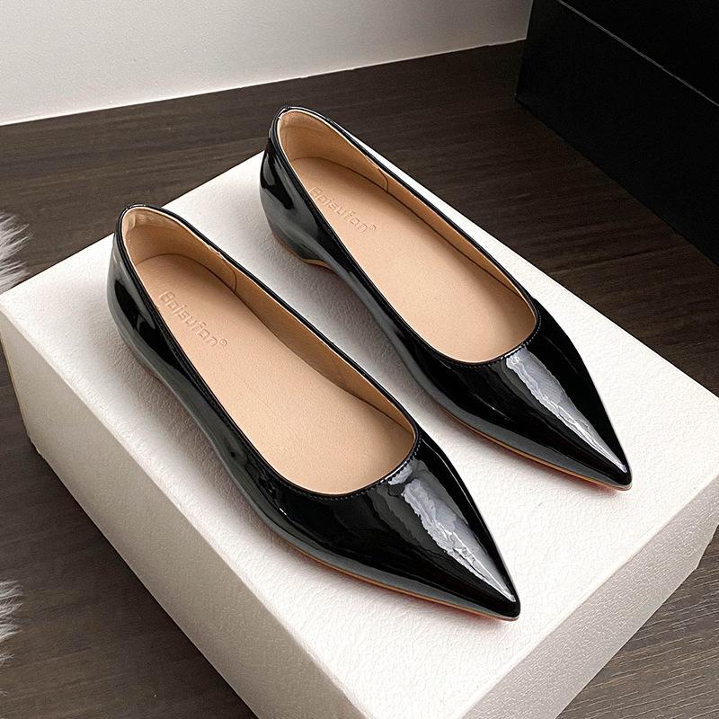 

Мода Элегантное Платье OL для Леди Рабочая Обувь Женская Телесные Балетки с Острым Носком Возвышающие Лоферы Женские Балетки Слипоны Мокасины Женские 35 чёрный