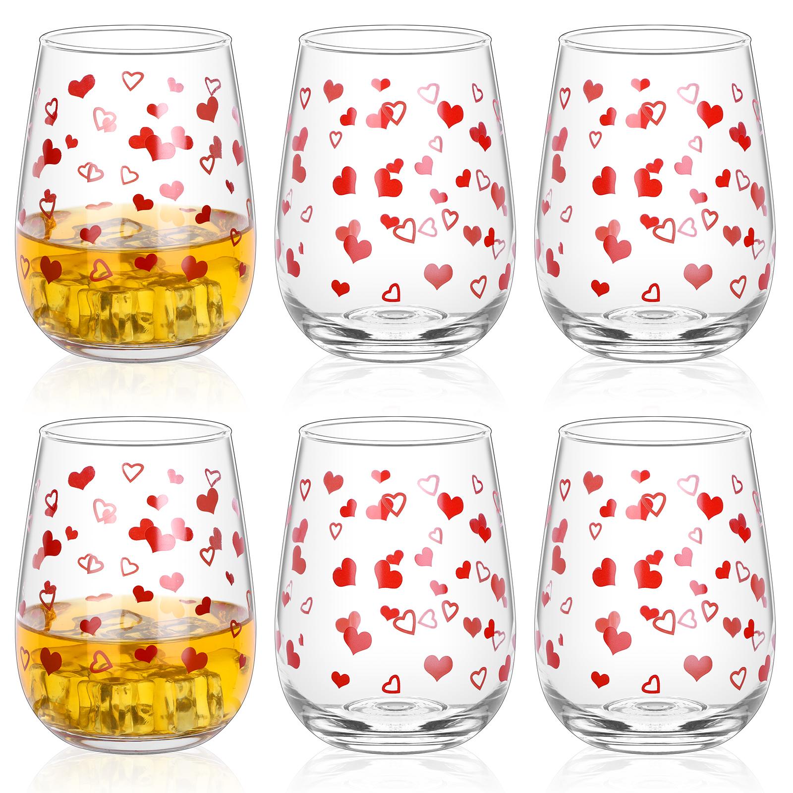 

6 Pack 17 Oz Heart Valentine S Day Wine Glass Set Valentine Wine Glass Drink Up Valentine S Day Wine Glass Romantic Wine Glasses