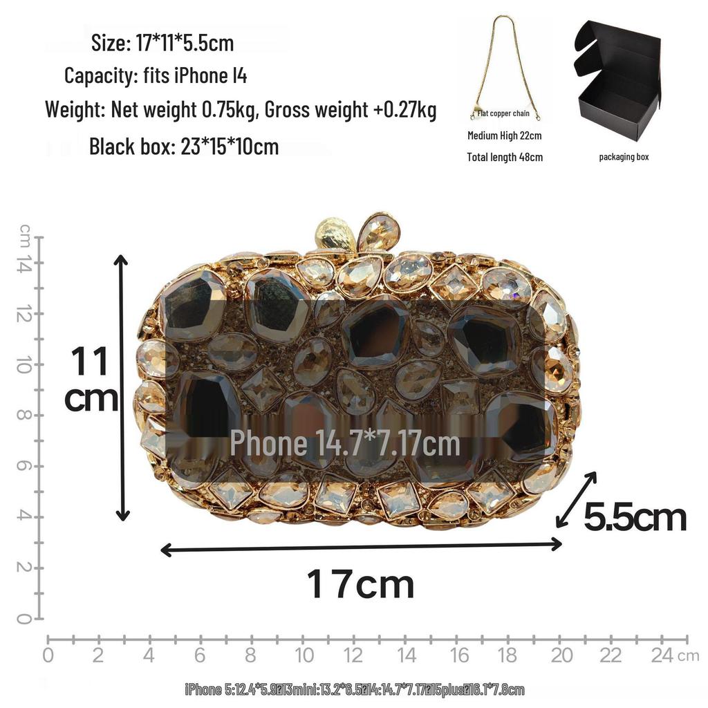 Γυναικεία Τσάντα Φάκελος με Στρας - Κομψή Βραδινή Χειρός για Πάρτι και Συμπόσια