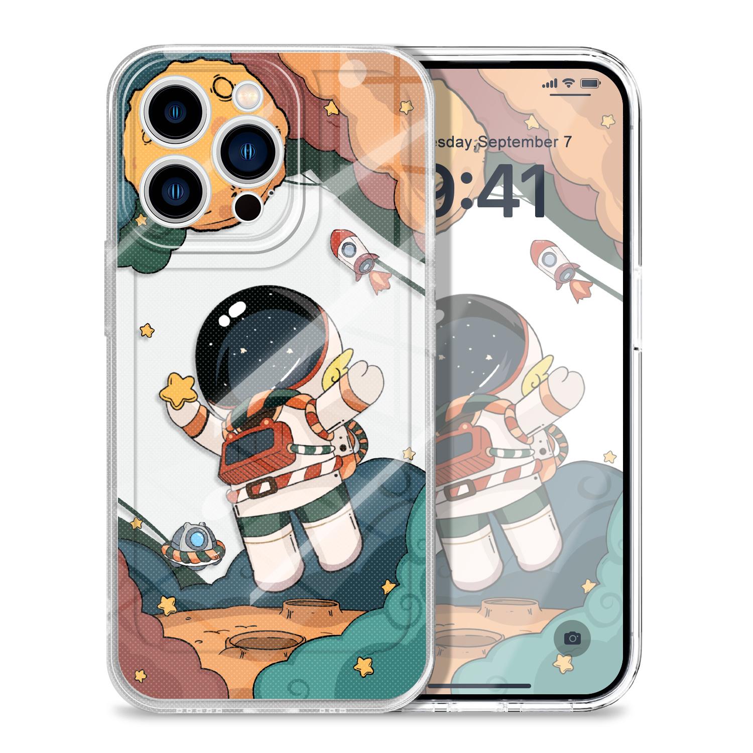 

Dream Astronaut Transparent Phone Case For iPhone 13 12 11 X XR XS 8 7 6 Pro Max Plus Mini Soft TPU Cover iPhone 13 Pro прозрачный