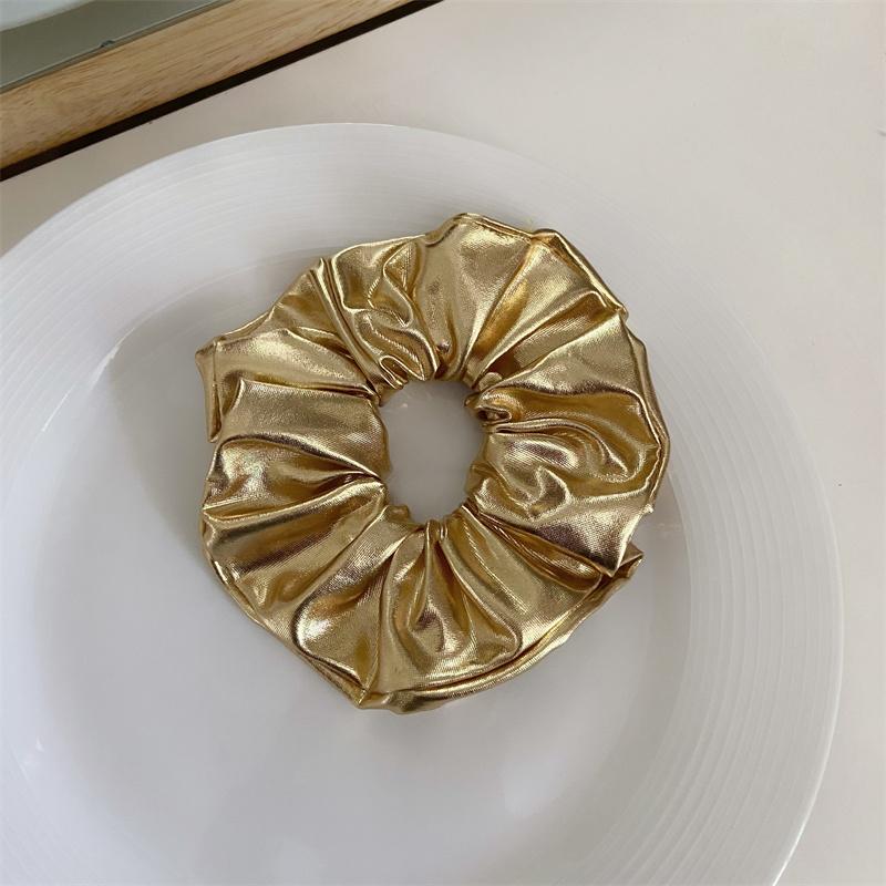 Y2k Scrunchies Metal Silver Color Medium Size Hair Tie Sweet Simple Elastic Hair Band Women Hair Accessories Daily Headwear