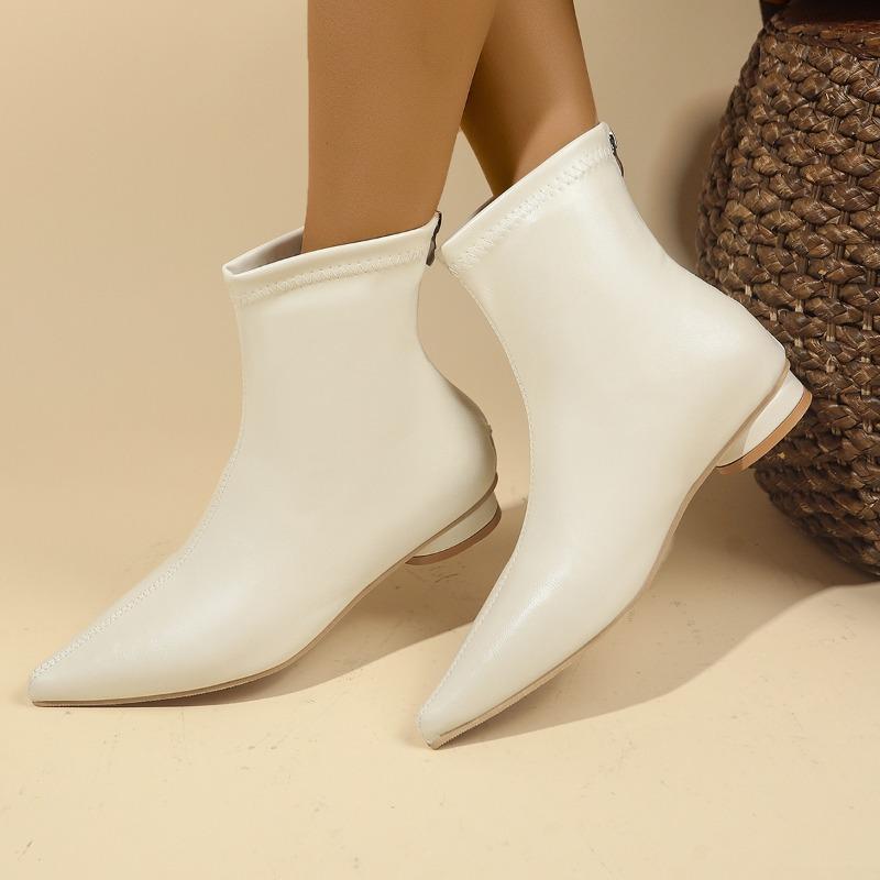 Fashion Fashion Short-thigh Boots Fall New Pointed Toe Rear Zip Non-slip Wear-resistant Round Heel Single Shoes