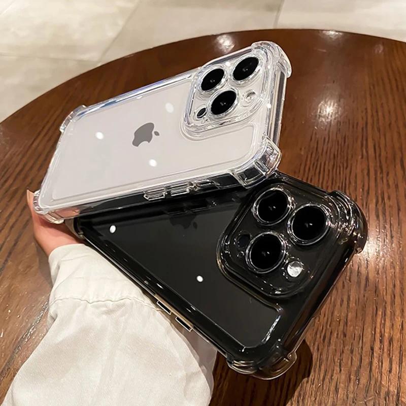 Luxury Shockproof Transparent Phone Case For iPhone 13 14 11 12 15 Pro Max X Xs XR Max 7 8 Plus Bumper Soft Silicone Clear Cover