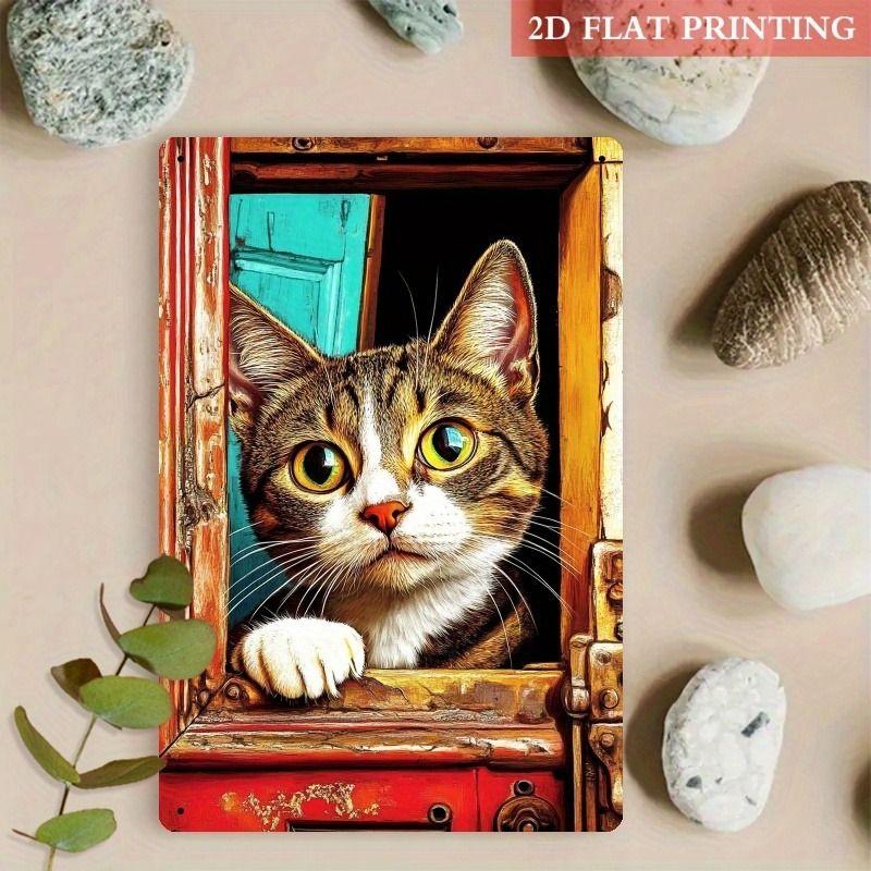 Vintage Style Metal Tin Sign Cute Cats Dogs for Cafe Interior