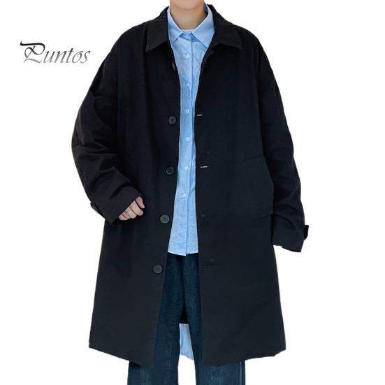 

Мужская ветровка, пальто с лацканами, длинным рукавом, пуговицами, планкой, тренчкотом с карманами, однотонный свободный крой, верхняя одежда средней длины XL чёрный