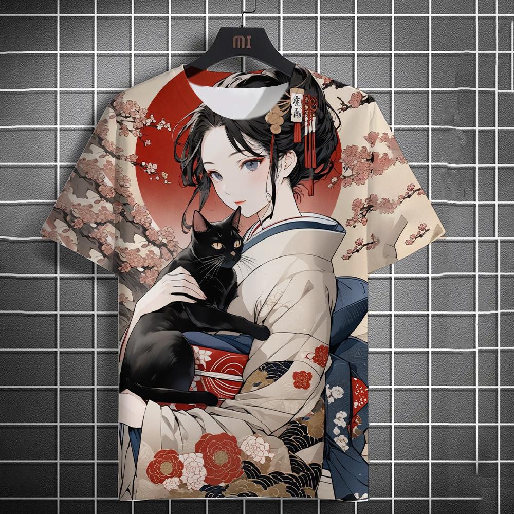 Vintage Girl Pattern Men's T-Shirt Cartoon 3d Printing T-shirt Oversized Tees For Men Bad Girl Harajuku Top Short Sleeve T Shirt