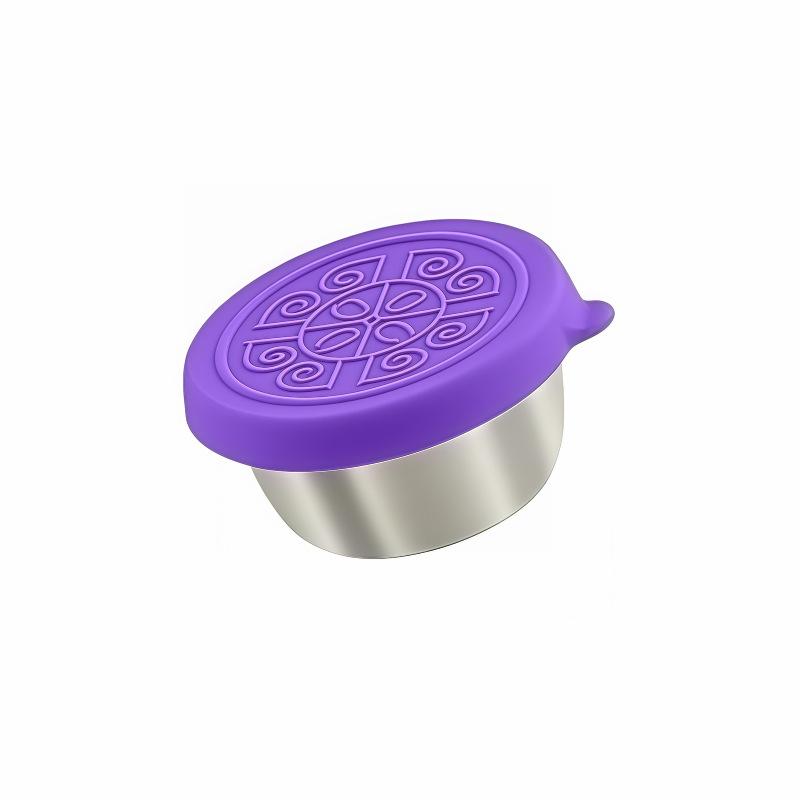 304 Stainless Steel Sauce Cup with Silicone Lid – 1.6oz Leak-Proof Salad Dressing & Snack Container