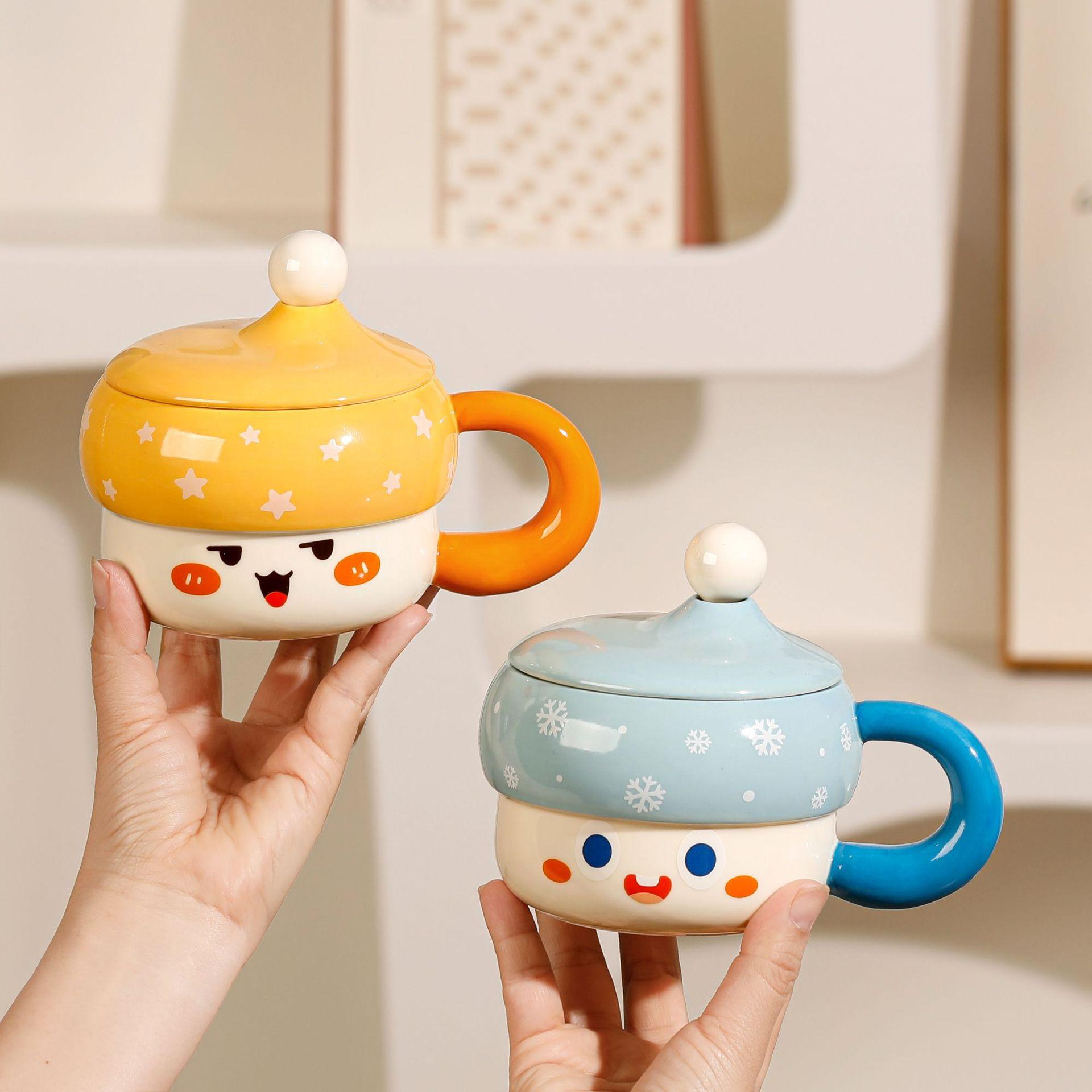 Baifenbai Home Furnishing Creative Cute Mushroom Ceramic Cup With Lid Mug Souvenir, Birthday Gift For Home Girlfriends
