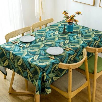 Tischdecke aus Baumwolle im amerikanischen Stil, verdickt, aktiv bedruckt, aus Segeltuch mit Federn und Blättern