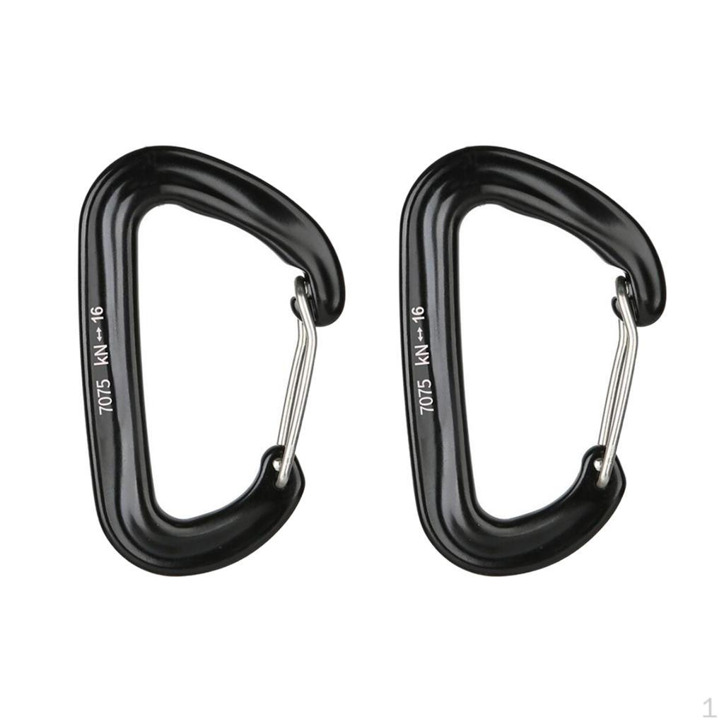 2 16KN Mini Aluminum Alloy Carabiner D- Key Chain Clip Hooks