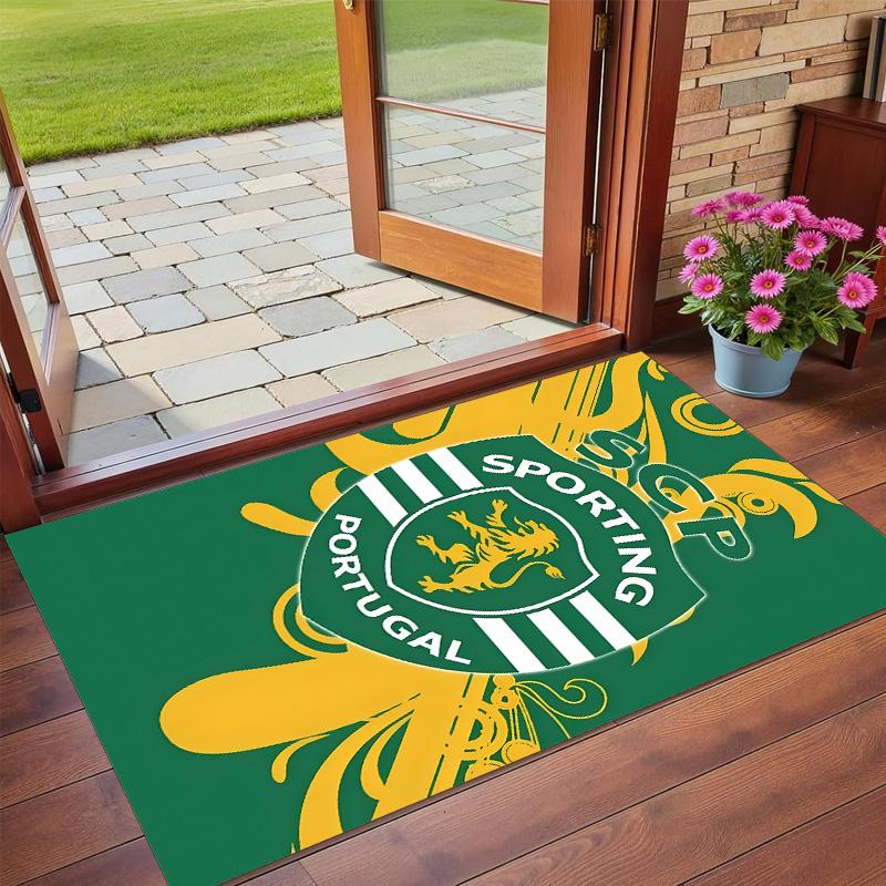 Anti‑Slip Crystal Velvet Floor Rug, Sporting Cp Design Carpet for Indoor Living Bedroom Home Decoration