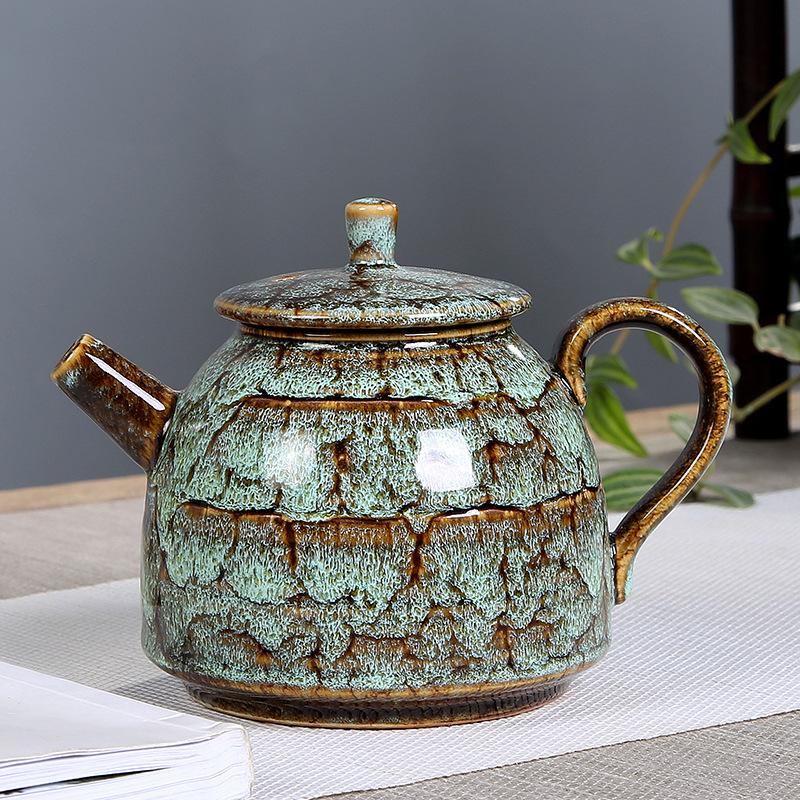 Ceramic Teapot Single Pot Household Large Capacity Simple Kiln Change Tianmu Glaze Jianzhan Kung Fu Tea Set Filter Tea Kettle