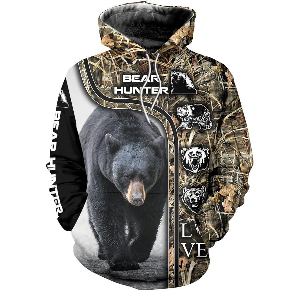 Толстовка с капюшоном Bear Hunting 3D Print Hoodies/Sweetshirt для мужчин и женщин — фото 14
