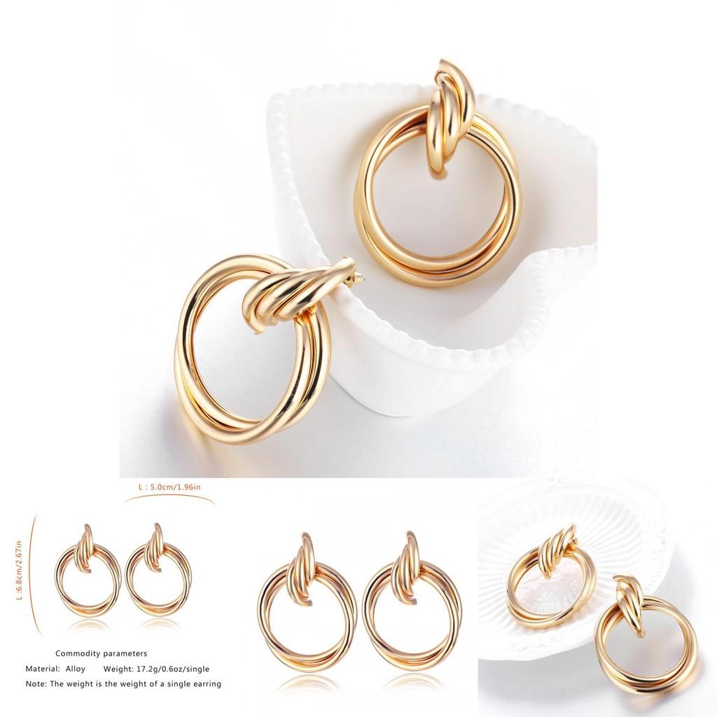 Elegant Alloy Geometric Earrings For Women Trendy Street Style Fashion Jewelry