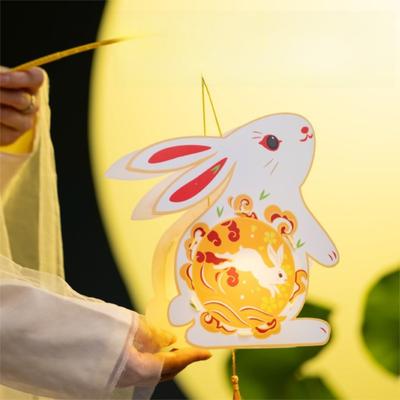Chinesische Stil Hasenlaterne Handgemacht Leuchtende Handheld Hasenlaterne DIY Materialpaket Leuchtende Mittherbstfest Laterne