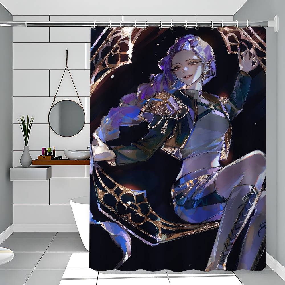 

KPop Demon Hunters Rumi Bathroom Curtain Classic Anime Fabric Shower Curtain With 12 Hooks Waterproof Bathroom Decor 90x180 cm