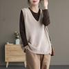 Knitted Vest Solid Color Autumn New Retro Outer Wear Versatile Sweater Waistcoat Short Loose Style