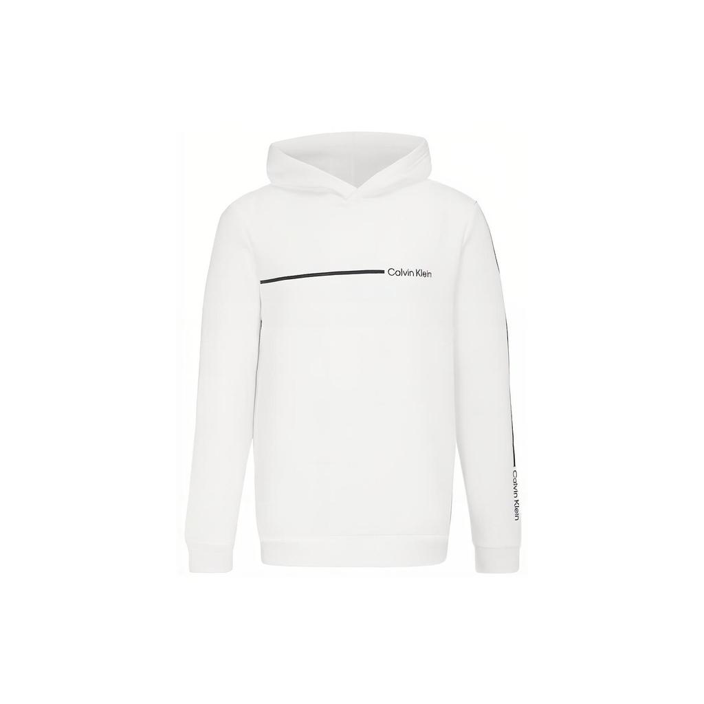 Calvin Klein Hooded Printed Fleece Pullover Long Sleeve Sweatshirt Men sweatshirts White 40KC420