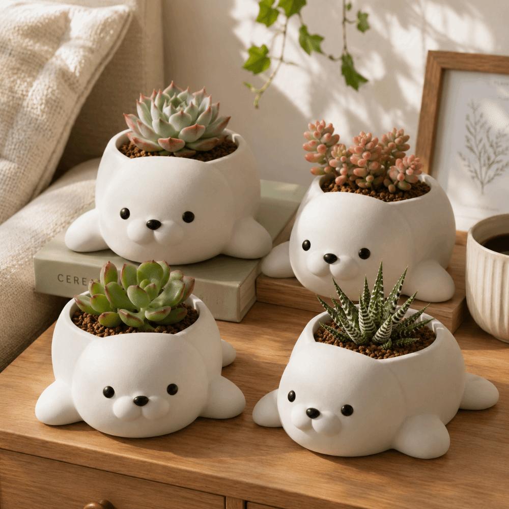 Home Decor Seal Flowerpot Storage Box Desktop Ornaments Potted Plant Containers  Indoor