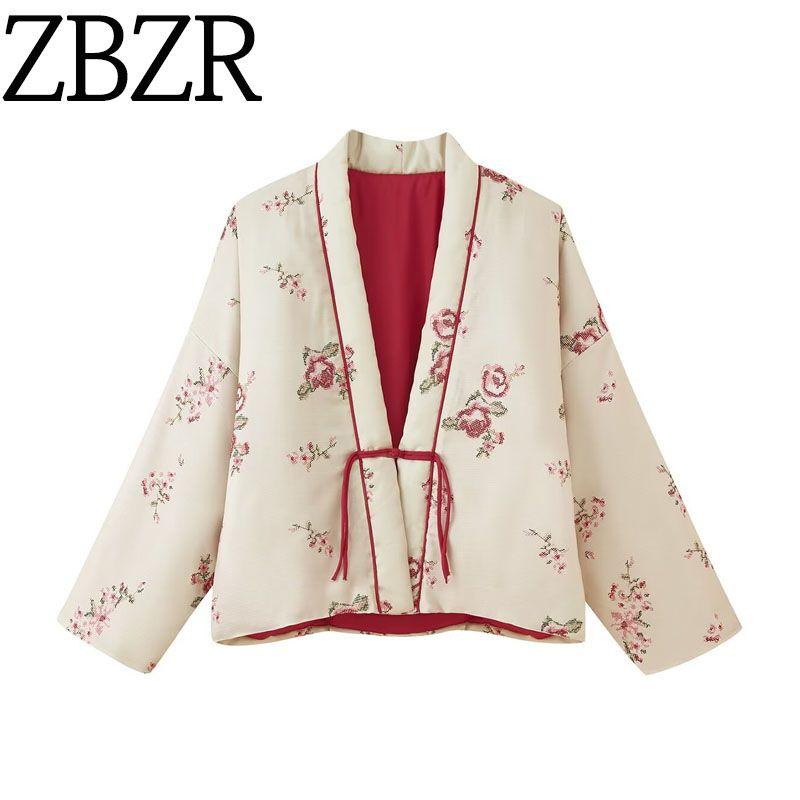 Za Export New Arrival Women's Clothing ZR Fashion Style Flower Embroidered V-neck Long Sleeves Cotton Coat Jacket 4786208 710