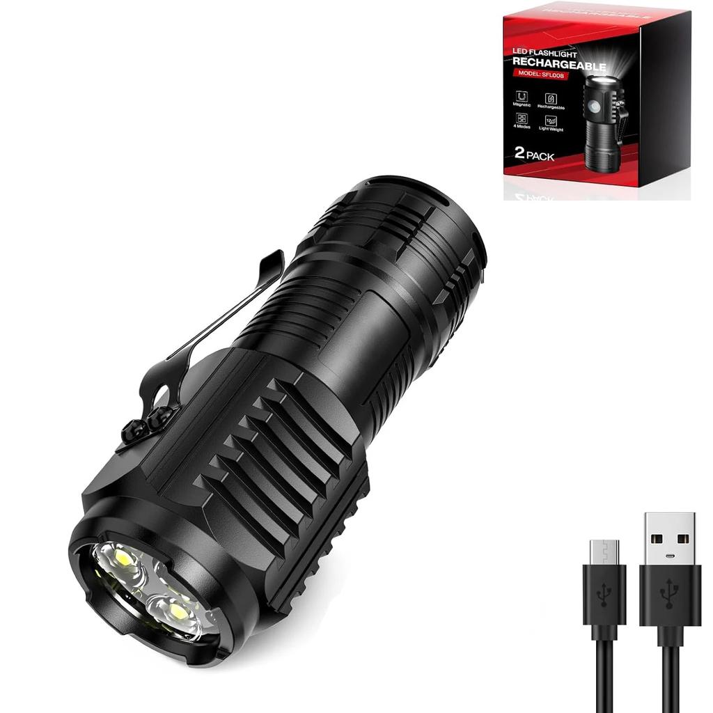 3LED Super Bright Flashlight Portable Mini Burst Flash Torch Rechargeable Outdoor Waterproof Emergency Spotlight with Pen Clip
