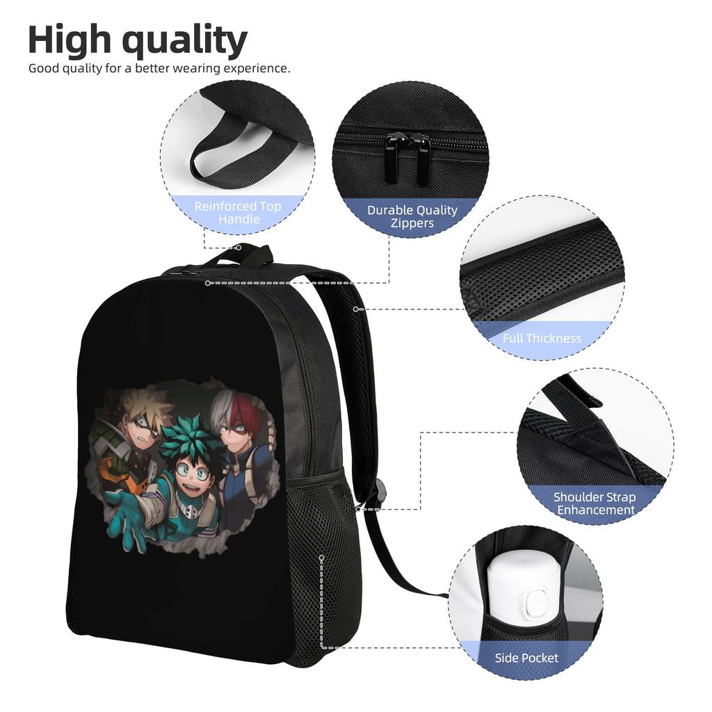 My Hero Academias Laptop Backpack Fashion Bookbag for School College Students Izuku Midoriya Katsuki Bakugo Shoto Todoroki Bag