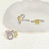 Caibao Open Ring Light Luxury High-End Bow Yellow Diamond Set Niche Design Ring