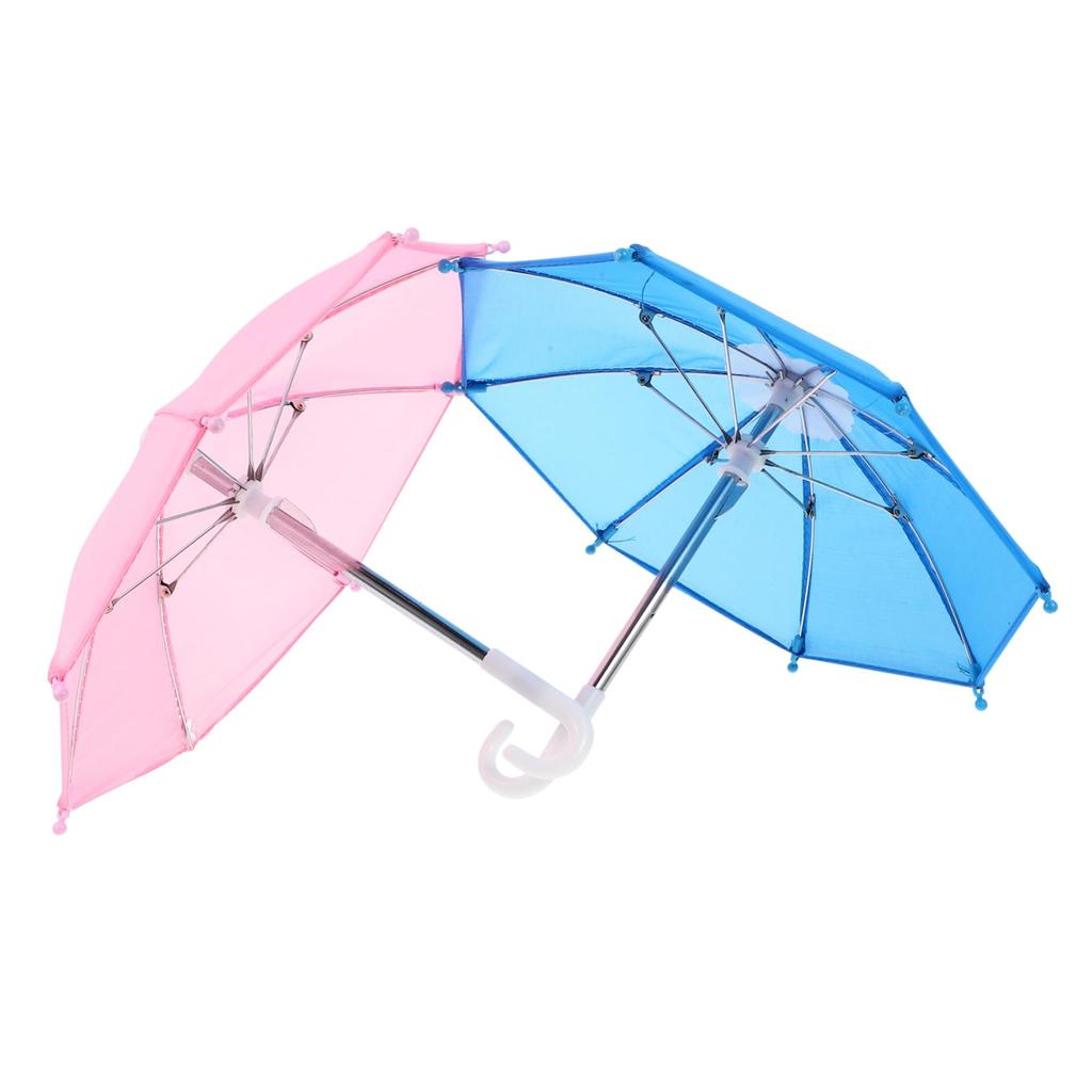 VICASKY Miniature Umbrellas, 1/12 Scale, Set of 2, Cute Toys for Kids, Fabric and Alloy Decor, Foldable, Dollhouse Decoration, Photography Prop