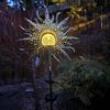Solar-powered Ironwork Glass Crack Sun Projection Bell Hollow Projection Lamp Waterproof Outdoor Light for Lawn Door Garden Home