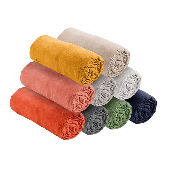 Drap housse "Noah" toutes dimensions "Gaze de Coton" - Noah Olive - 160 x 200 cm bonnet de 30 cm