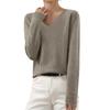 Women's Autumn And Winter Fashion Long-sleeved Basic V-neck Loose Pullover Sweater Top