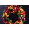 Artificial Flower Wreath 19.7 Inch Spring Summer Wreath with Green Leaves for Front Door Home Holiday Decor
