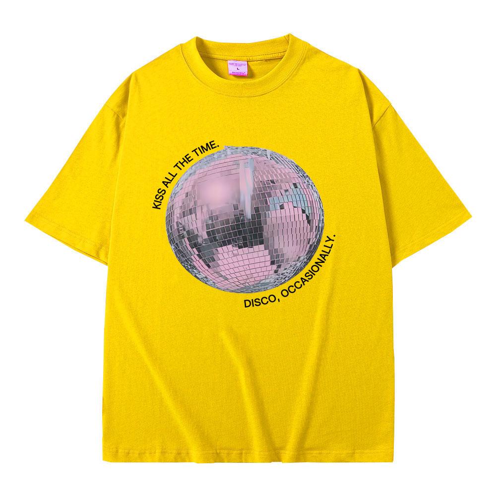 Kiss All The Time Disco Occasionally Graphic Tshirts Men Women Hip Hop Fashion Trend T Shirts Unisex Y2k Oversized Streetwear