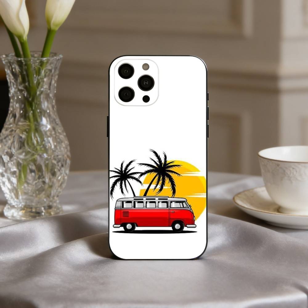 

Чехол для телефона C-Combi Van Surf Art для iPhone 17,16,15,14,13,12,11 Plus,Pro Max,XS, Мягкий силиконовый черный чехол iPhone13PRO