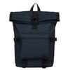 Miejski, pojemny plecak typu roll-top w granatowym kolorze z zewnętrzną kieszenią na suwak - Peterson