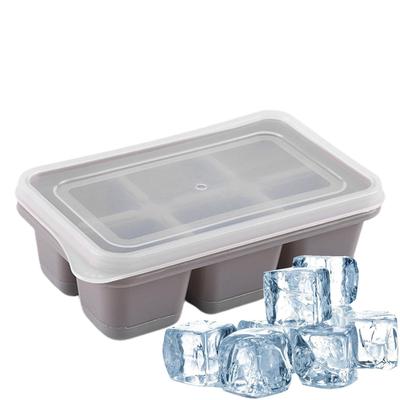 6 Grid Ice Tray Square Big Ice Molds Flexible Easy Release Whiskey Iceblock Maker Stackable Kitchen Gadget For Home Studio