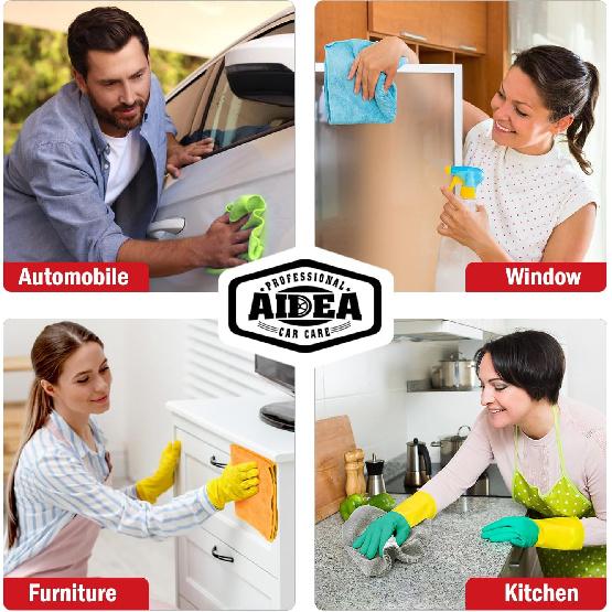 AIDEA Microfiber Cleaning Cloth 12 Pack, Microfiber Towels For Cars, Soft & Absorbent Cleaning Rags, Premium Lint Free Shop Towels For House,