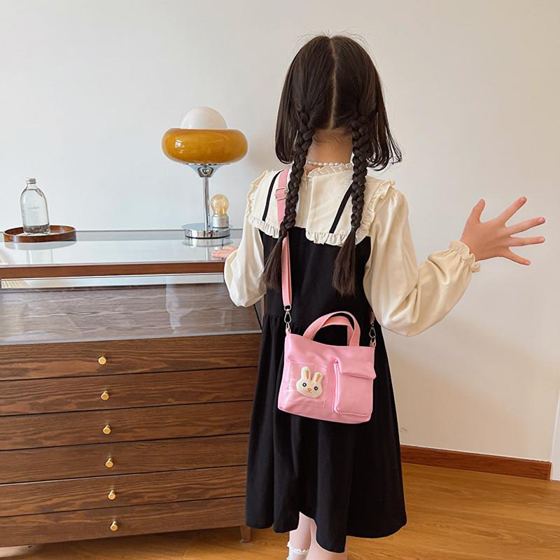 Adorable Mini Shoulder Bag For Kids With Cute Cartoon Rabbit Design In Pink And White