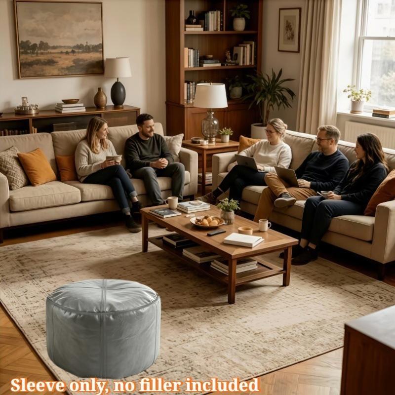 Non Slip Round Lazy Sofa Cover Fillable Large Capacity Storage Bag Pouf Seat For Home Living Room Decoration