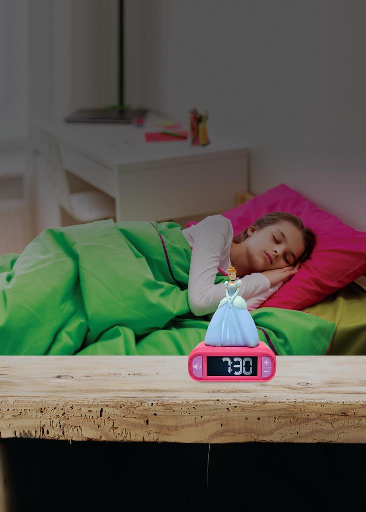 Lexibook Night Light Alarm Disney Princess Cinderella Digital Desk Clock RL800DP Clock, Clock, (Authentic Product)
