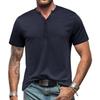 Men's Short Sleeve Henley Shirts Summer Button T-Shirts Casual Basic Tee Soild T-Shirts Soft Comfortable Tops Classic Athletic Fit Tee Shirt for Men