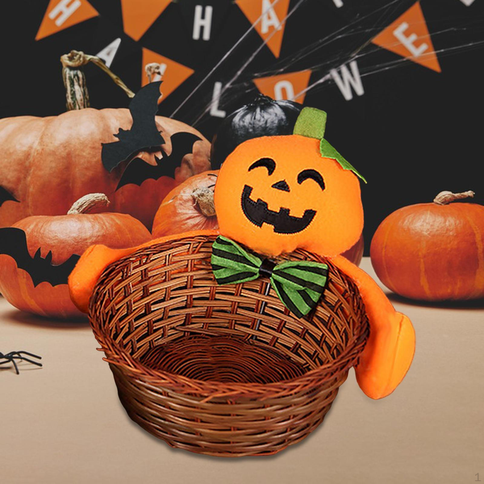 

Корзина для хранения на Хэллоуин, практичная переносная бамбуковая развевающаяся закуска, конфеты для