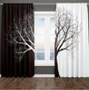 2pcs Gothic Black Forest Curtains Gloomy Dark Forest Foggy Mysterious Black Tree Forest Blackout Rod Pocket Window Treatments