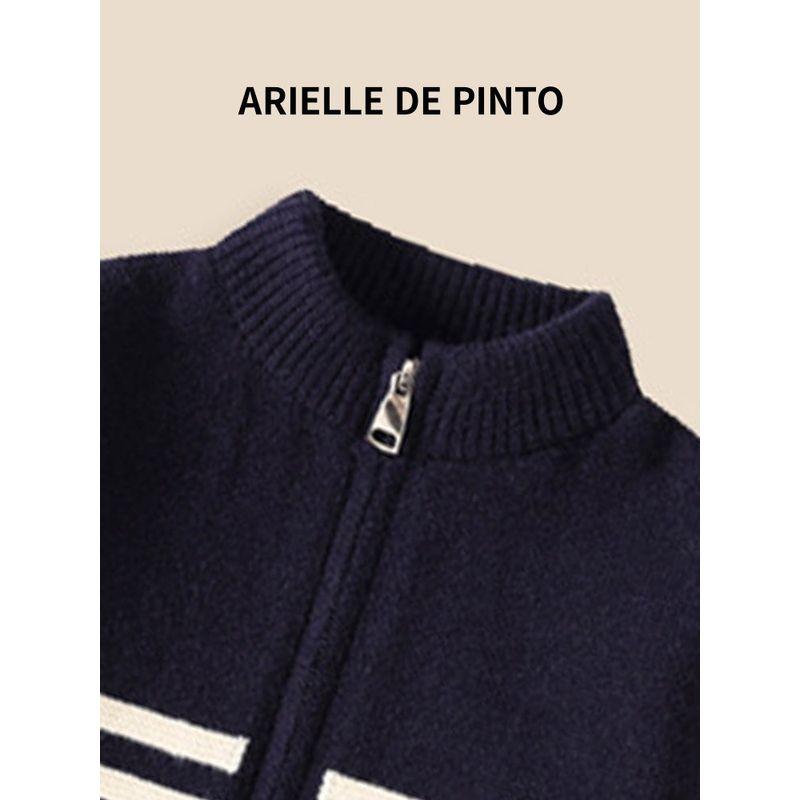 French Arielle De Pinto Boys' Knitwear Autumn and Winter Korean Style Casual Stripesd Cardigan Boys' Sweater