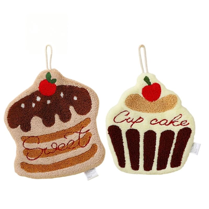 Adorable Cake Hand Towel Coral Fleece Fabric Cleaning Rag Offers Superior Absorption Great for Kitchens Bathrooms