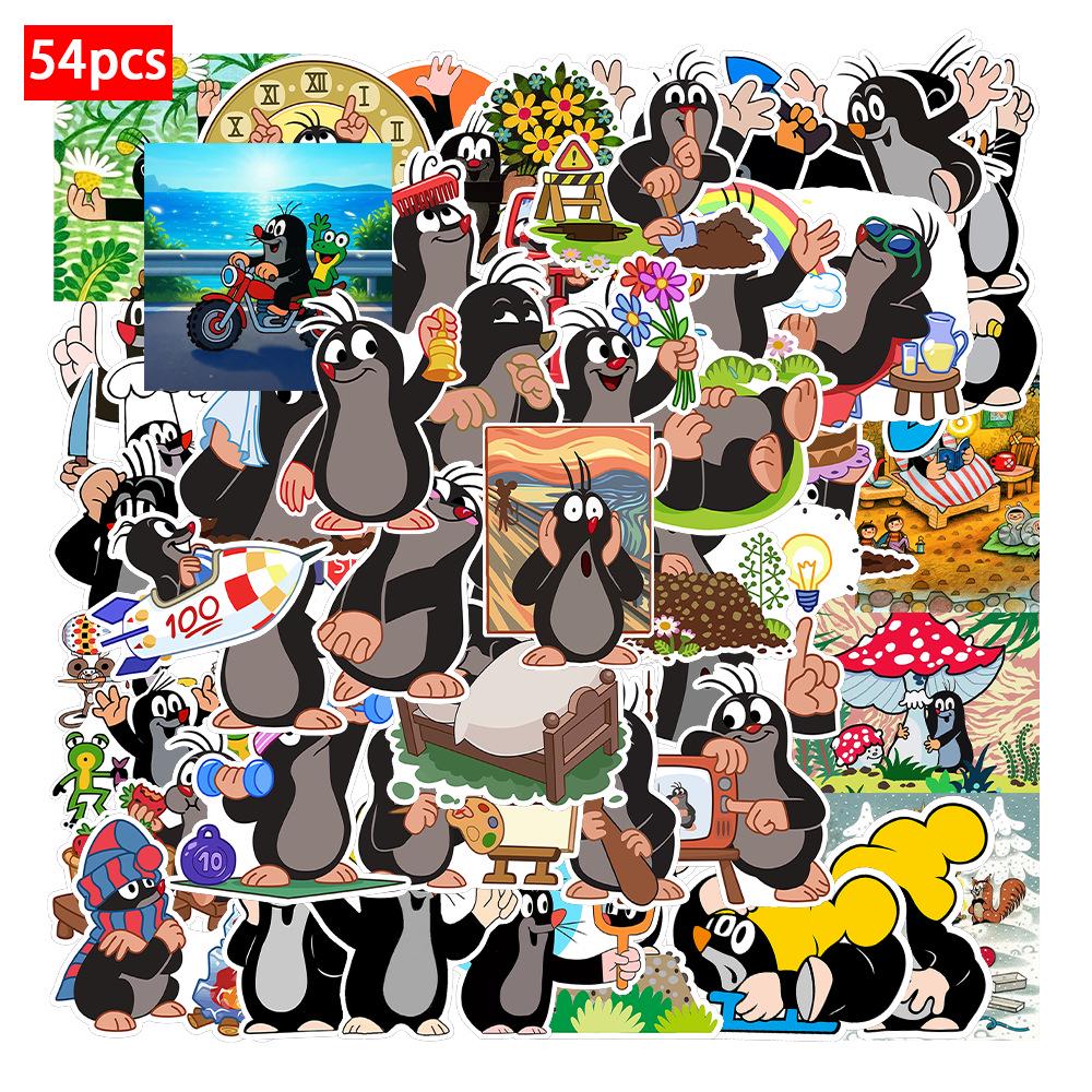 54 Cartoon Mole Story Stickers: Cute Animal, Heart & Girly Decorations, Waterproof DIY Journal Pack