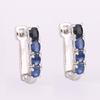 Blue Sapphire Oval Earrings 925 Sterling Silver Rhodium Fine Jewelry Gift for Her